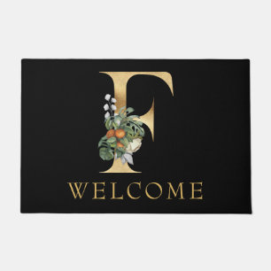 Classy Gold Monogram F with Fruit Doormat