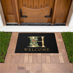 Classy Gold Monogram H with Fruit Doormat