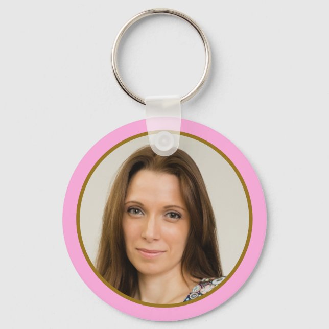 Classy Gold Pink 50th Birthday Party Favours Photo Key Ring (Back)