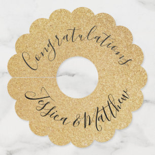 Classy Gold Print Message and Names Custom Wine Glass Tag