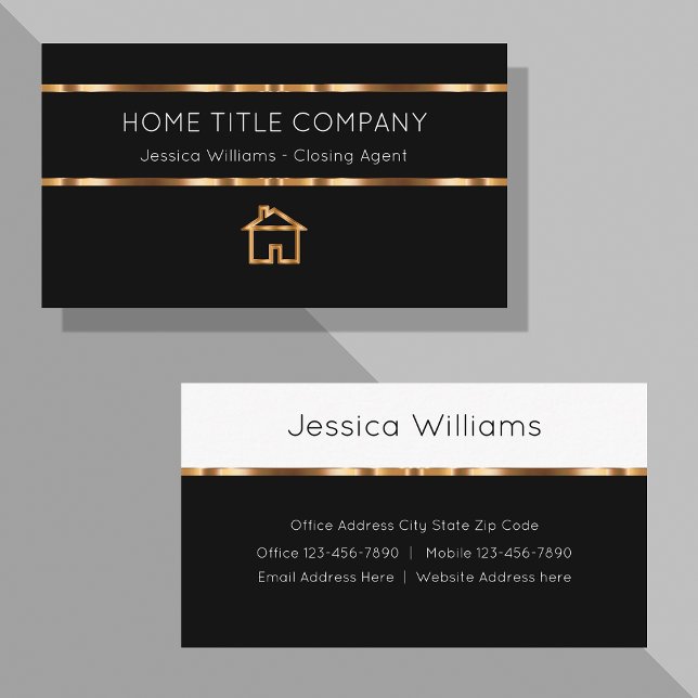 Classy Gold Real Estate Title Company Business Card (Creator Uploaded)