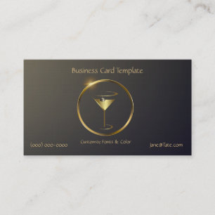 Classy Gold Red Metallic Bartender Template Busine Business Card