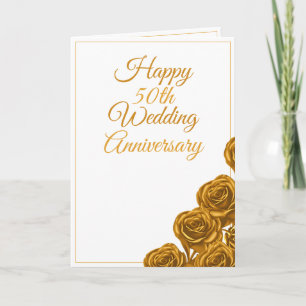 Classy Gold Roses 50th Wedding Anniversary Card