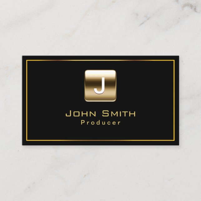 Classy Gold Stamp Producer Dark Business Card (Front)