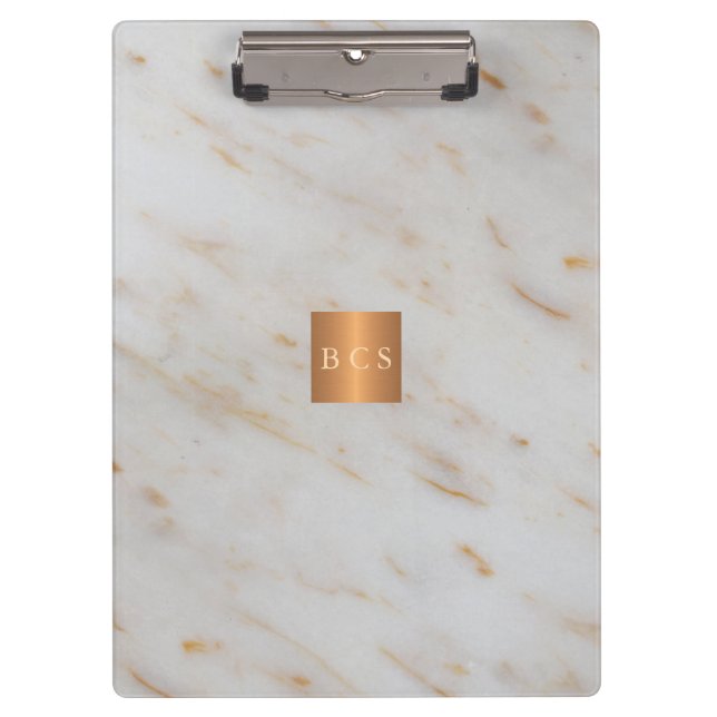 Classy gold steel copper metallic grey marble clipboard (Front)