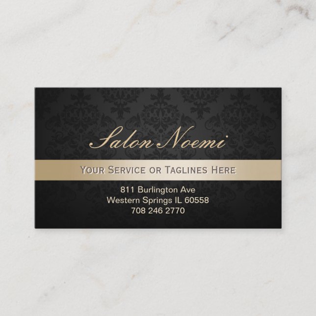 Classy Gold Stripe Damask Beauty Salon Appointment (Front)