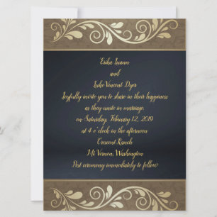 Classy Gold Swirl Flat Wedding Invitation 