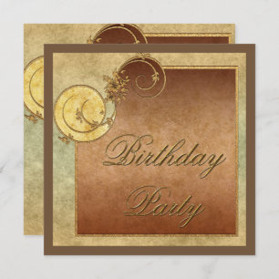 Classy Gold Swirls & Floral Feminine Birthday Invitation