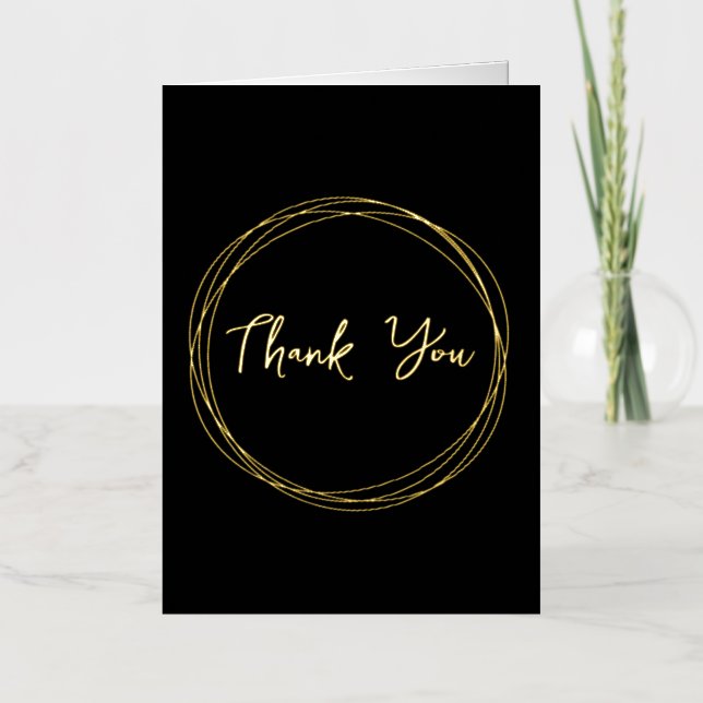 Classy Gold Tone Budget Business Thank You Cards (Front)