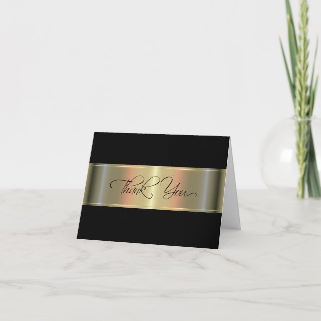 Classy Gold Tone Business Thank You Cards (Front)