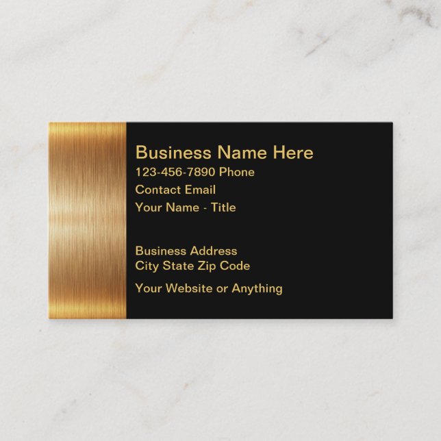 Classy Gold Tone Classic Business Cards (Front)