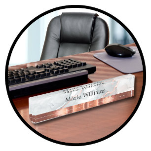 Classy Gold Tone Ladies Monogram Desk Nameplate