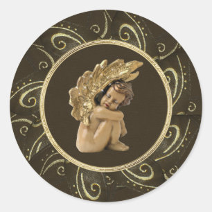 Classy Gold Vintage Angel & Sparkles Stickers
