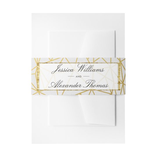 Modern Faux Gold Glitter Invitation Belly Band Zazzle.co.uk
