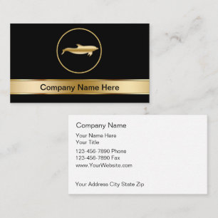 Classy Golden Dolphin Symbol Business Cards