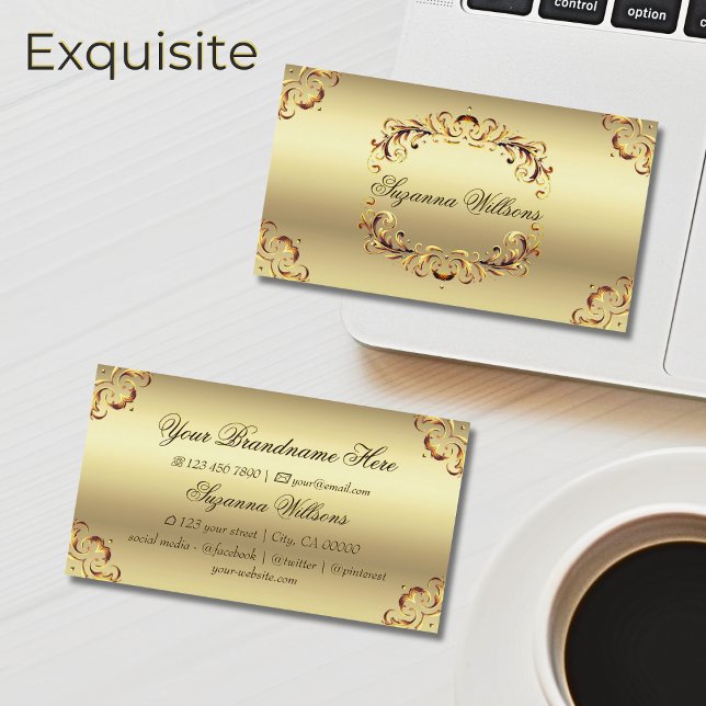 Classy Golden Ornate Decor Sumptuous and Luxurious Business Card (Creator Uploaded)