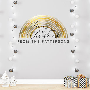  Classy Golden Rainbow Family Name Merry Christmas Wall Decal