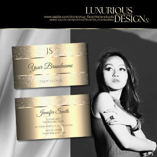 Classy Golden Tiny Glitter Stars and Initials Business Card