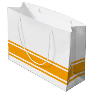 Classy Golden Yellow Base Racing Stripes On White Large Gift Bag