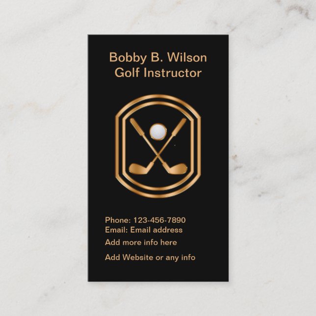 Classy Golf Instructor Business Card (Front)