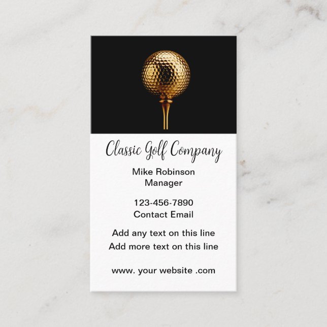 Classy Golf Theme Business Cards (Front)