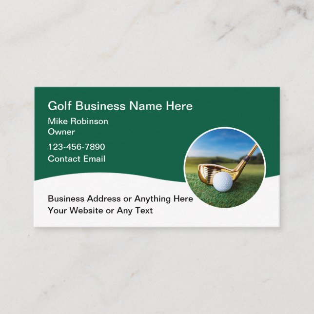 Classy Golf Theme Modern Business Cards (Front)