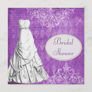 Classy Gown Vintage Shabby Chic Bridal Shower Invitation