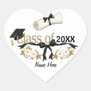 Classy Graduation Floral Heart Sticker