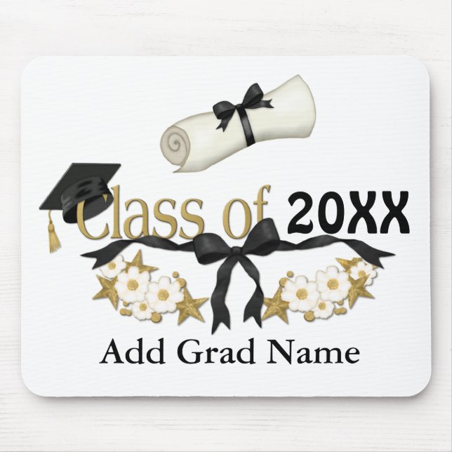Classy Graduation Floral Mouse Mat (Front)