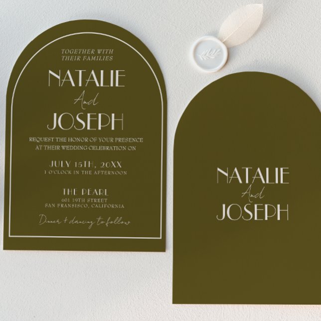 Classy Grasslands Old Money Retro Arched Wedding Invitation (Creator Uploaded)