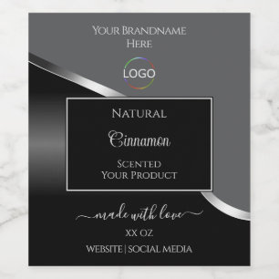 Classy Gray Black Wavy Silver Logo Product Labels