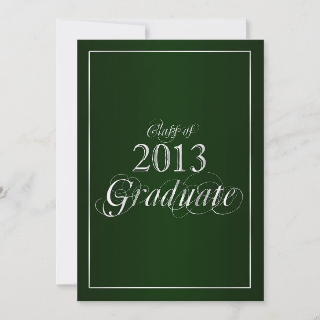 Classy Green and Silver 2013 Graduate Invitation (Front)