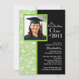 Classy Green & Black Graduation Invitation Photo