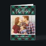 Classy Green Buffalo Check Merry Christmas Photo Holiday Card<br><div class="desc">Share your Holiday wishes with this Merry Christmas Photo cards that feature a Classy Green Buffalo Check with a Hand Written Script. It's easy to personalise to be uniquely yours. (1) For further customisation, please click the "customise further" link and use our design tool to modify this template. (2) If...</div>