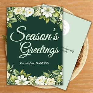 Classy Green Business Christmas Card