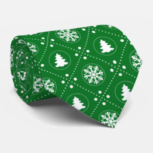 Classy Green Festive Christmas Pattern Tie