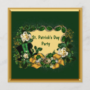 Classy Green & Gold St. Patrick's Day Party Invitation