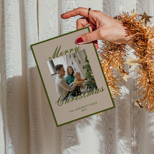 Classy Green Old Money Classic Photo Christmas Holiday Card