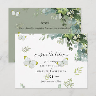 Classy Greenery Foliage Wedding Save The Dates Postcard