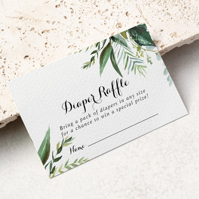 Classy Greenery Tropical Diaper Raffle Ticket Enclosure Card (Creator Uploaded)