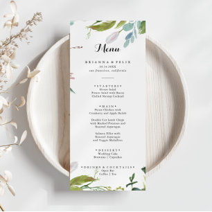 Classy Greenery Tropical Modern Calligraphy Dinner Menu