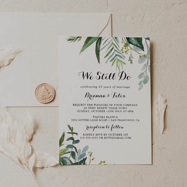 Classy Greenery Tropical We Still Do Vow Renewal Invitation (Creator Uploaded)