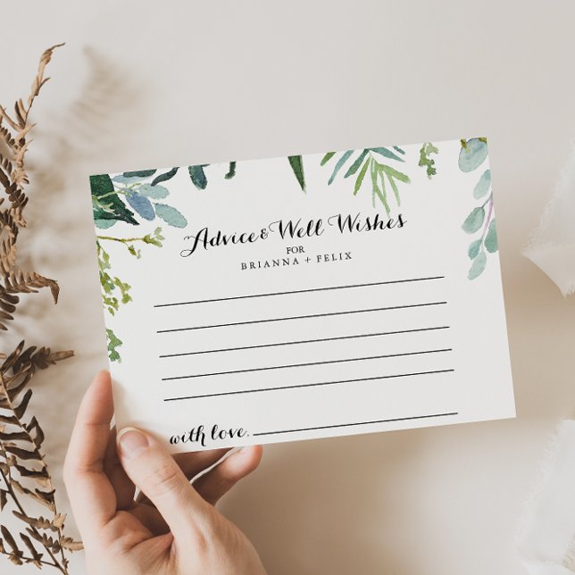 Classy Greenery Tropical Wedding Advice Card (Creator Uploaded)