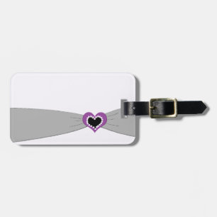 Classy Grey and Purple Ribbon Luggage Tag