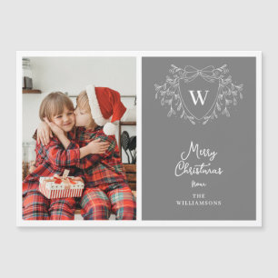Classy grey and white crest photo magnetic card