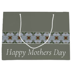 Classy Grey And White Floral Pretty Large Gift Bag