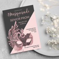 Classy Grey Black Pink Glitter Masquerade Prom