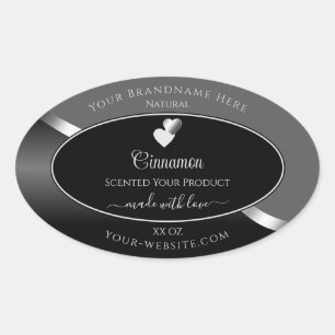 Classy Grey Black Wavy Silver Hearts Product Label