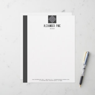 Classy Grey Brushed Metal Professional Business Custom Letterhead