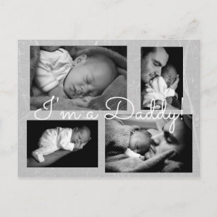 Classy Grey "I am a Daddy" Birth Announcement Postcard